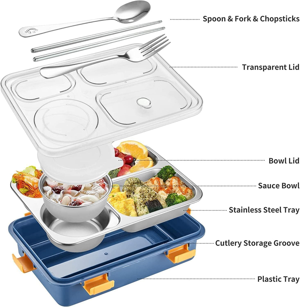 4-Compartment Stainless Steel Tiffin Box