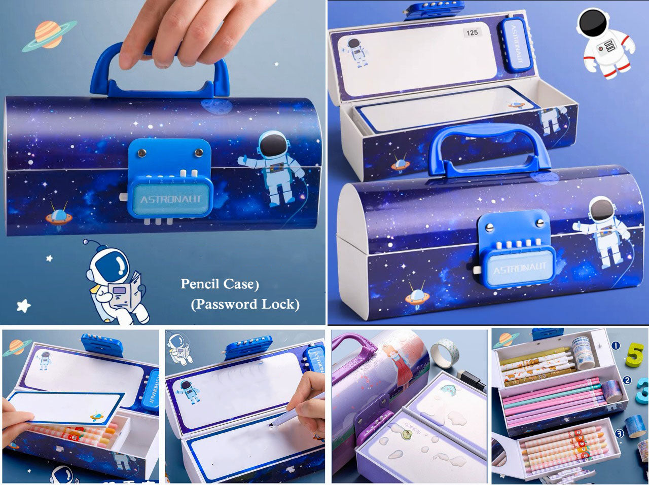 Multi-Layer Pencil Case with Password Lock For Kids