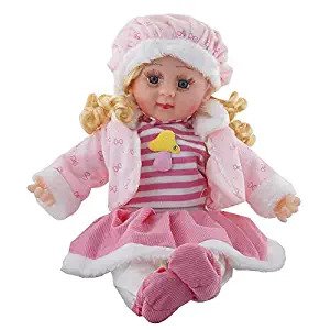 Anadimall Cute Looking Musical Rhyming Babydoll,Big Stroller Dolls, Laughing and Singing Soft Push Stuffed Talking Doll Baby Girl Toy