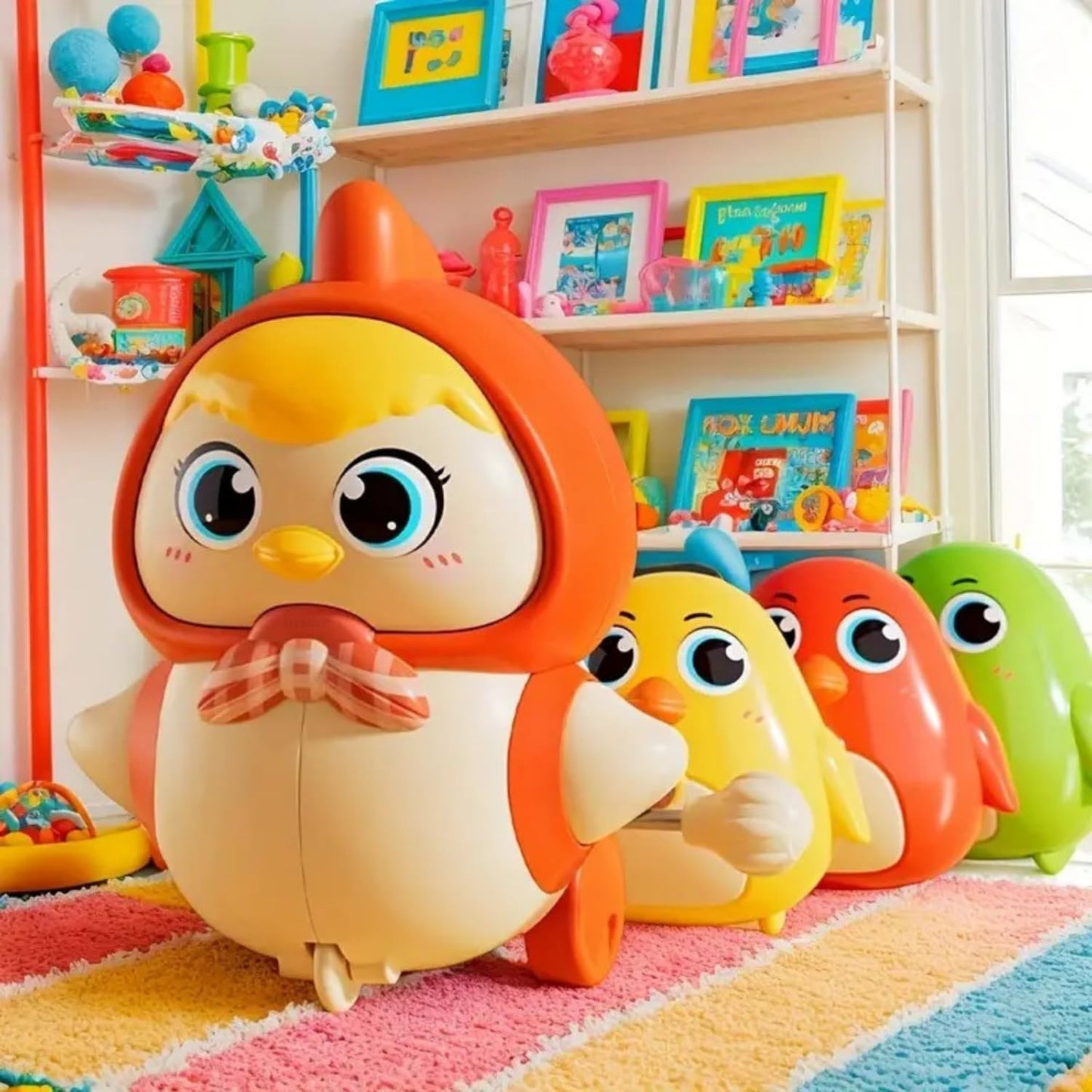 Chicken Toy for Kids, Magnetic Hen with Chick, Wind-up Crawling Duck, Cute Walking Chicken Toy, Toddler Spring, Baby Crawling for Boys and Girls, Animal Wind up Toy Set