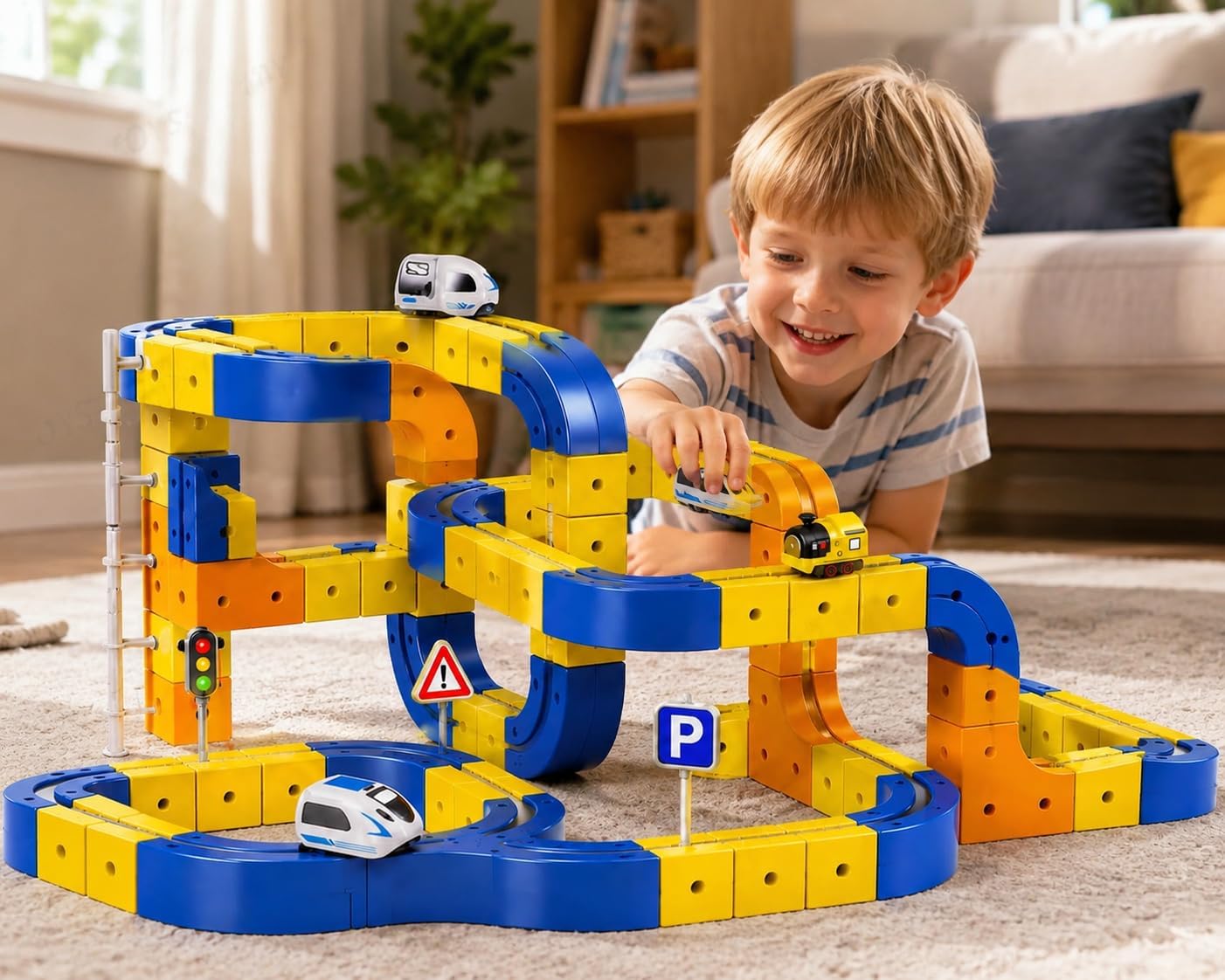 150 PCS Magnetic Building Block Track Car Set for Kids