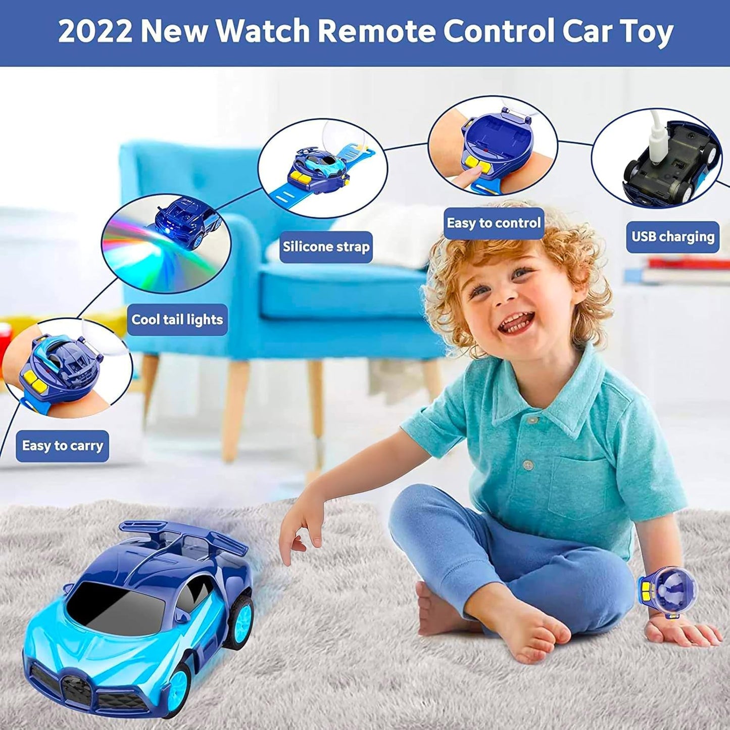 Wrist Watch Remote Control Mini Car Toy for Kids