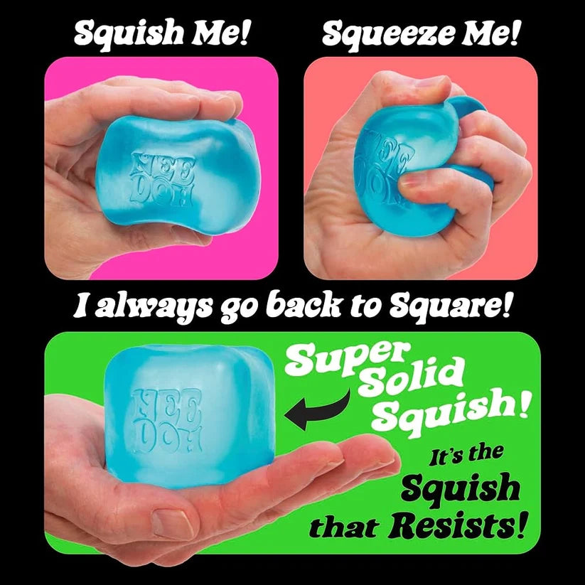 Kids playing with colorful squishy cubes
