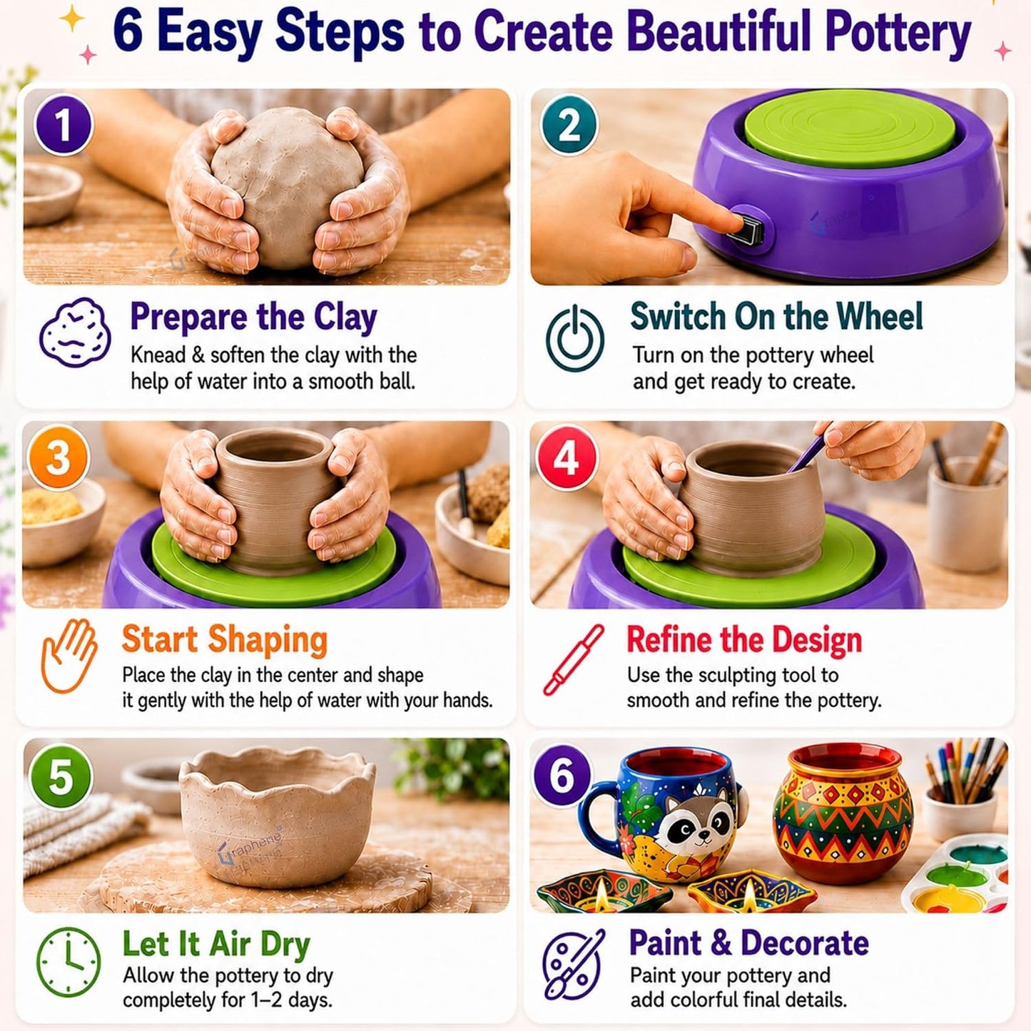 Pottery Wheel Clay Kit for Kids