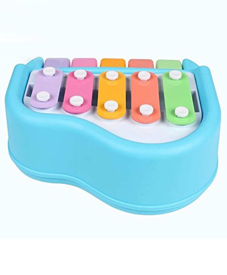 2 in 1 Piano Xylophone Premium Non Toxic, Non-Battery, 5 Key Scale Musical Instrument for Kids, Toddlers (Multicolor)