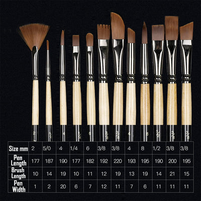 12-Shape Artist Paint Brush Set