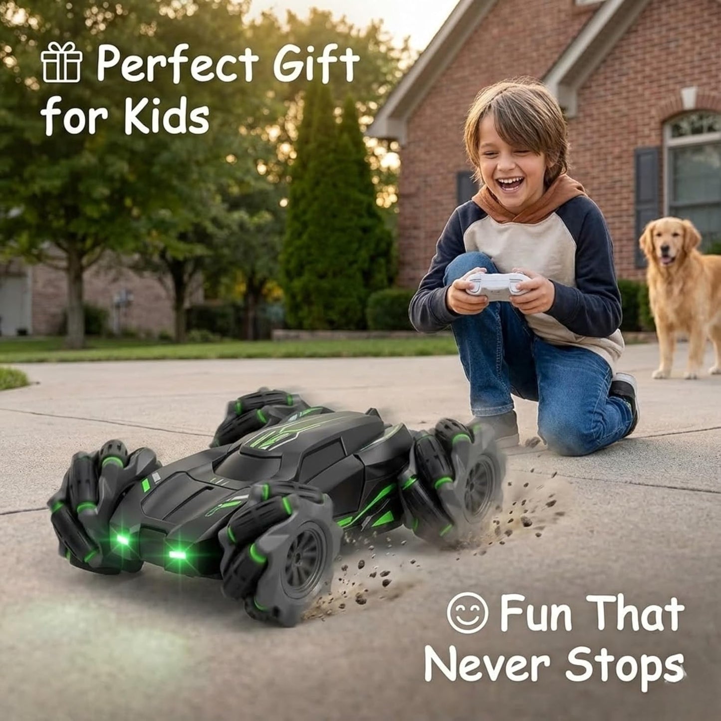 4x4 Remote Control Stunt Drift Car for Kids | High-Speed Rechargeable RC Racing Car with 360° Rotation & LED Lights | Remote Control Toy for Boys & Girls
