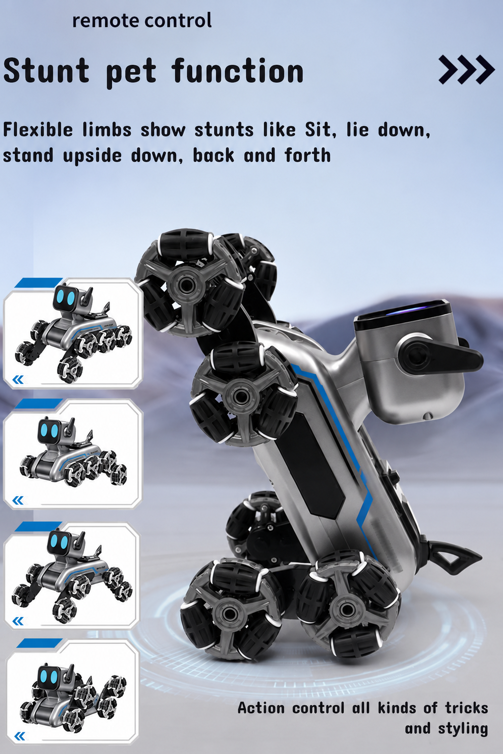 Smart RC Robot Dog Car 8WD with Gesture & Remote Control, LED Toy