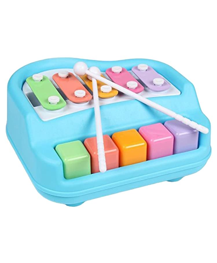 2 in 1 Piano Xylophone Premium Non Toxic, Non-Battery, 5 Key Scale Musical Instrument for Kids, Toddlers (Multicolor)