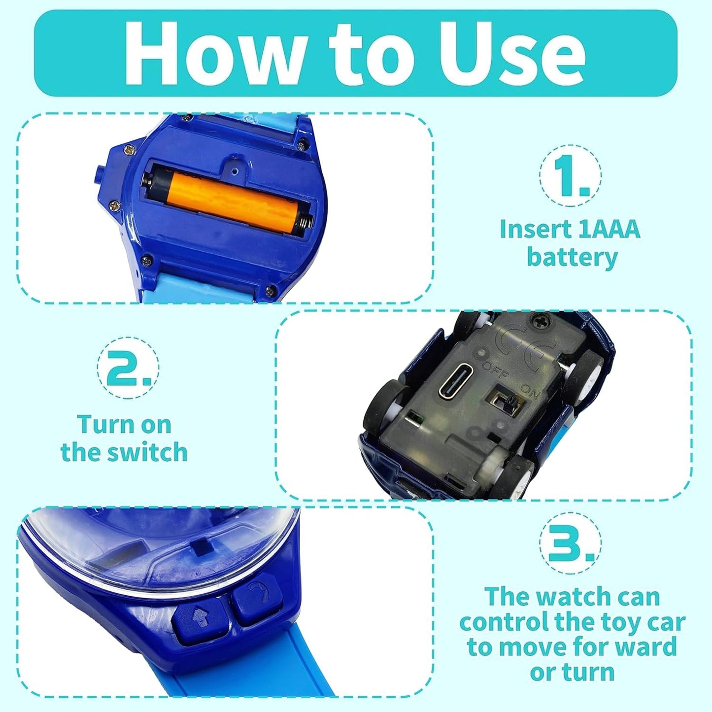 Wrist Watch Remote Control Mini Car Toy for Kids