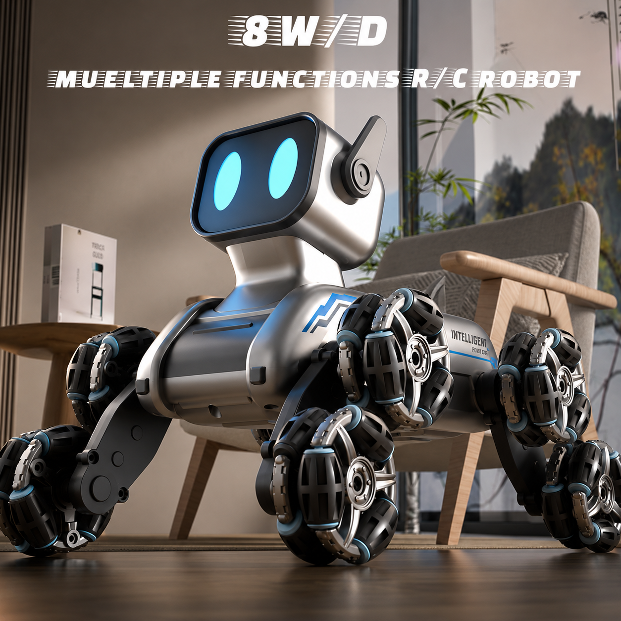Smart RC Robot Dog Car 8WD with Gesture & Remote Control, LED Toy