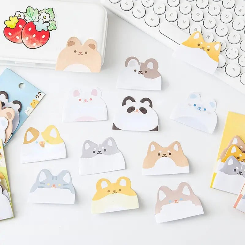 Cartoon Animals Sticky Notes Shape Self-Stick 180 Sheets Cute Shapes (4 Shapes x 45 Sheets Each)