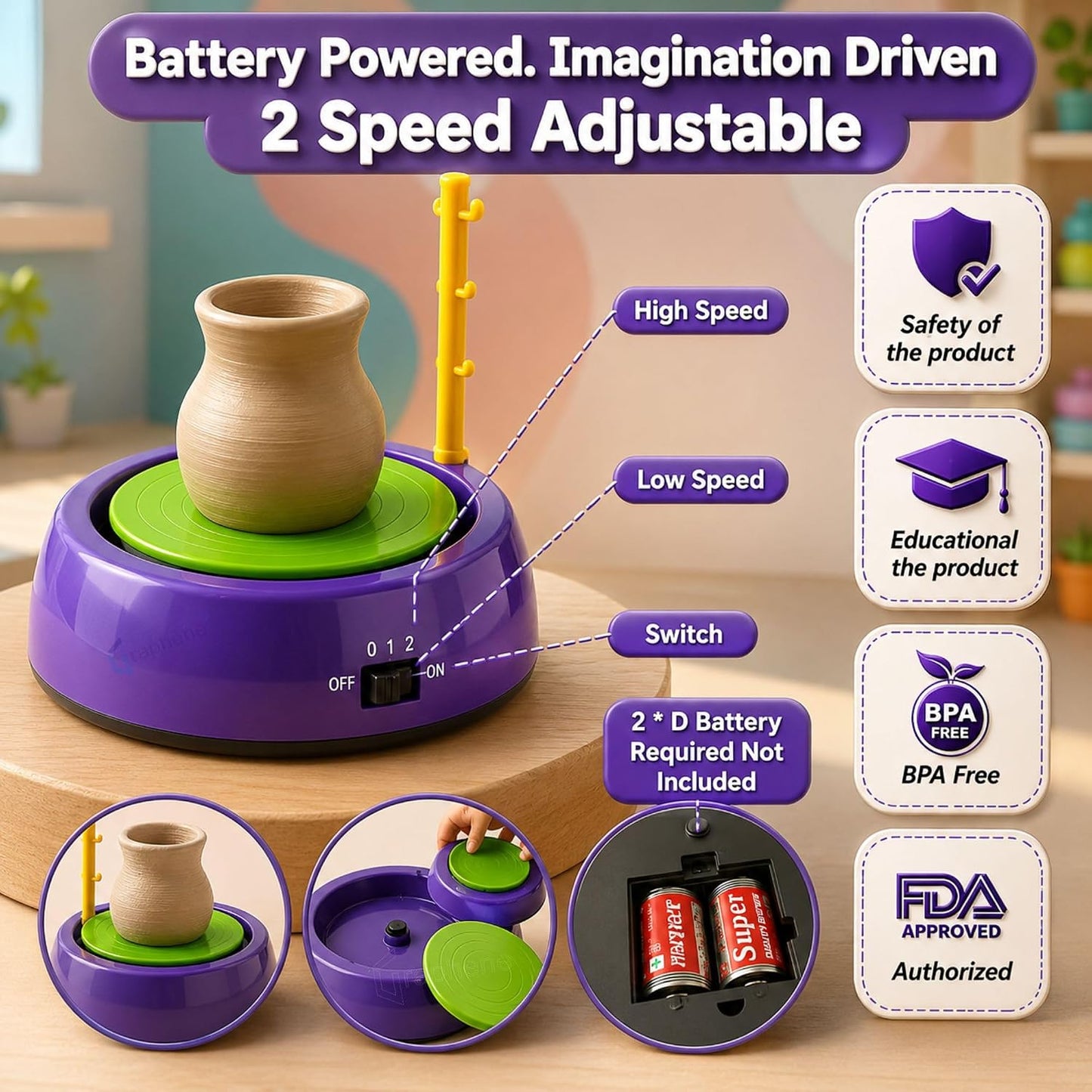 Pottery Wheel Clay Kit for Kids