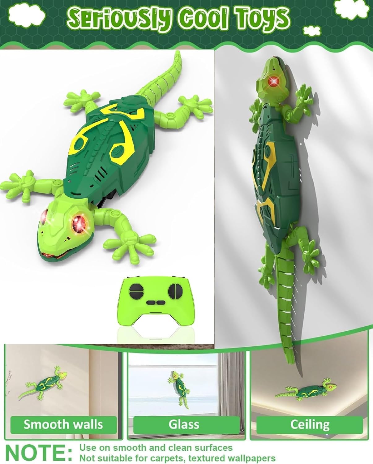Remote Control Wall Climbing Lizard Toy With with LED Eyes for Boys & Girls,Funny Prank Toys,