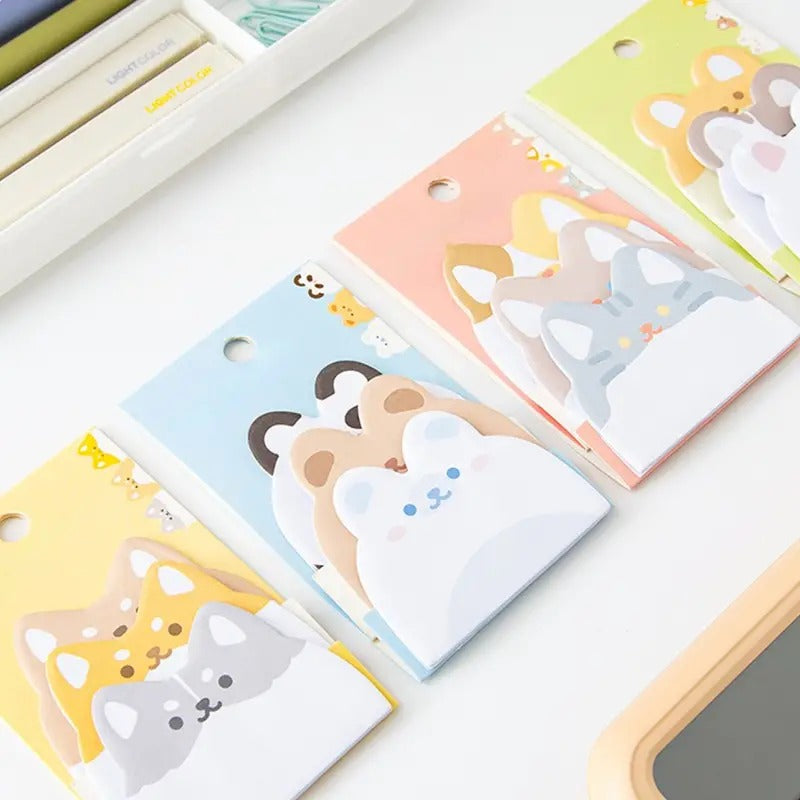 Cartoon Animals Sticky Notes Shape Self-Stick 180 Sheets Cute Shapes (4 Shapes x 45 Sheets Each)