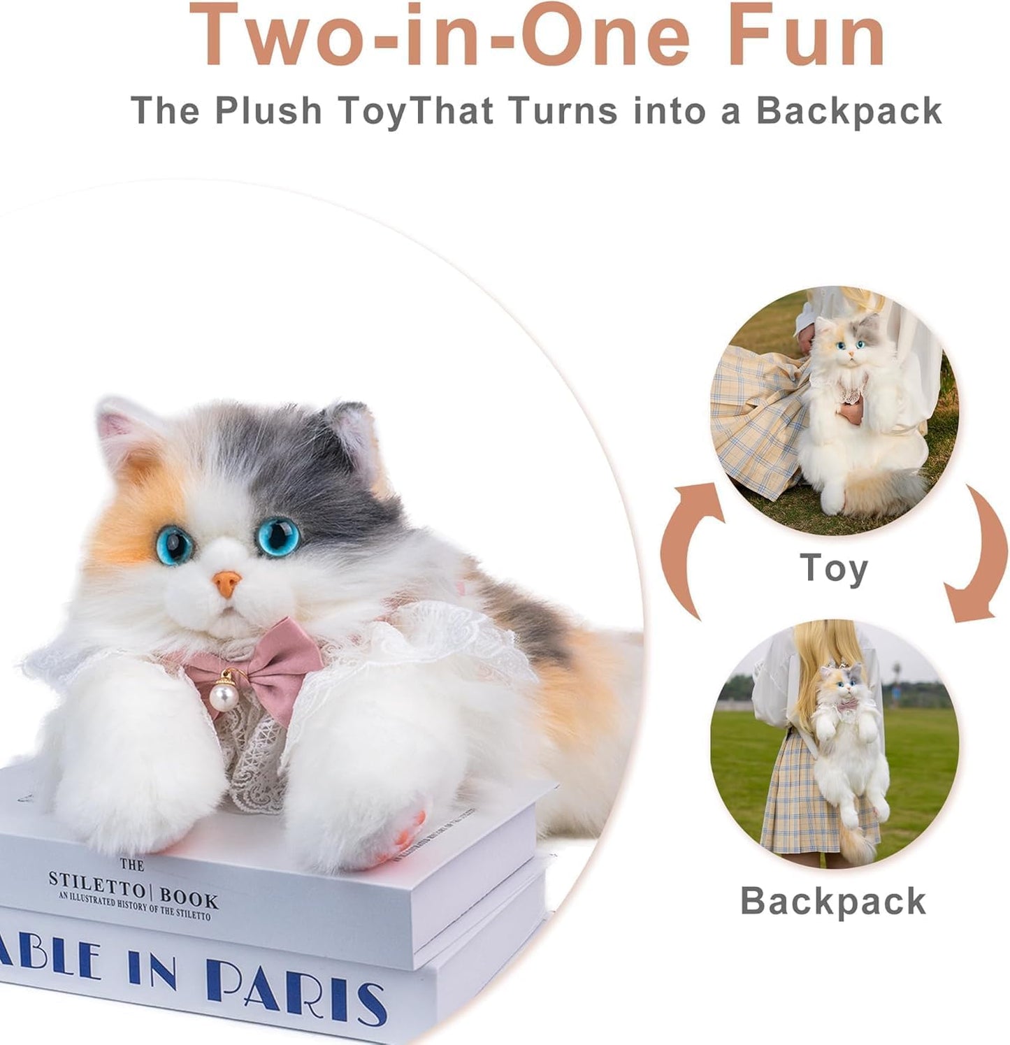 Cat Shape Backpack Bag for Kids, Women, and Girls