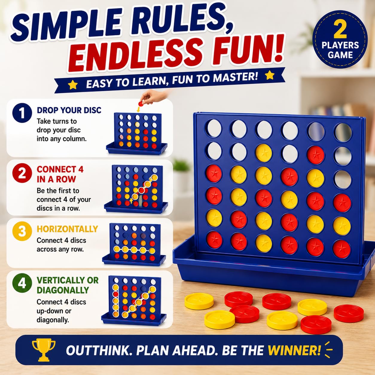4-in-a-Row Mini Connect Board Game for Kids