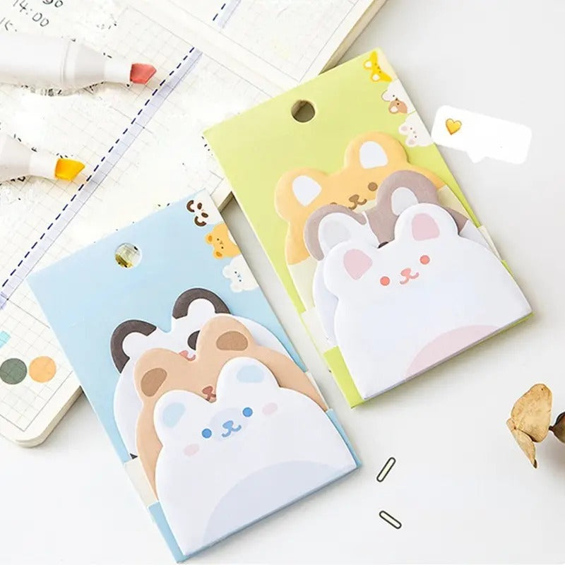 Cartoon Animals Sticky Notes Shape Self-Stick 180 Sheets Cute Shapes (4 Shapes x 45 Sheets Each)