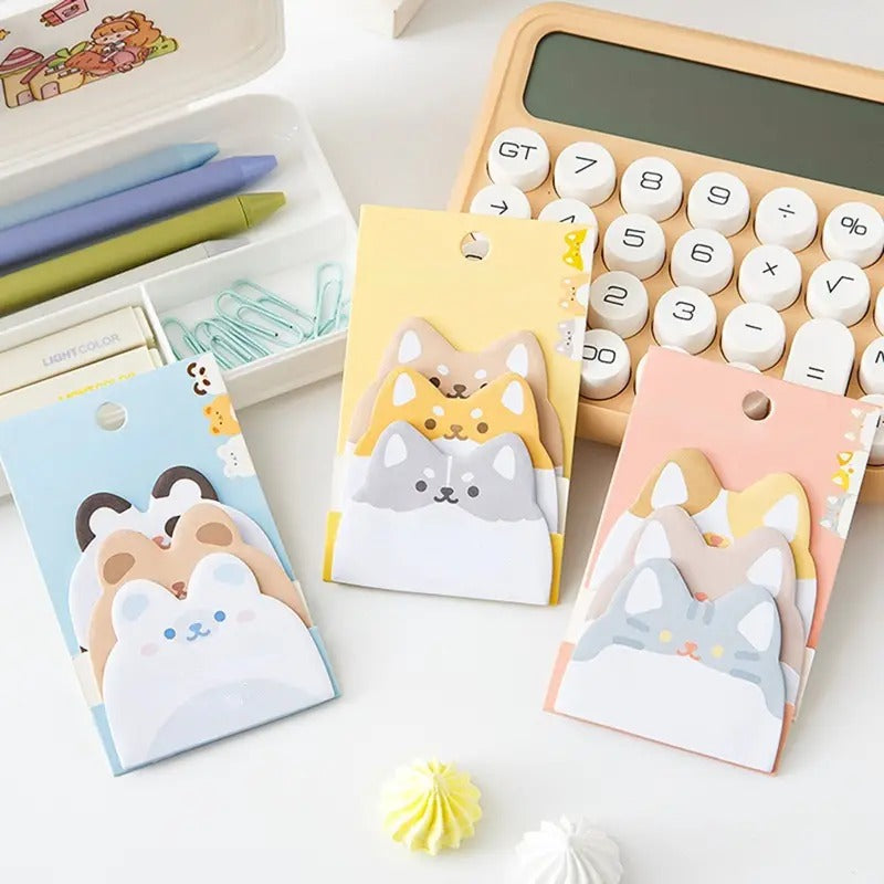 Cartoon Animals Sticky Notes Shape Self-Stick 180 Sheets Cute Shapes (4 Shapes x 45 Sheets Each)