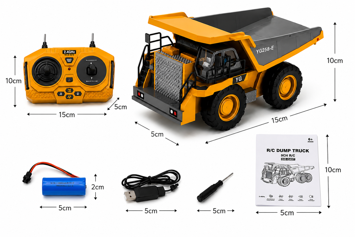 RC Dump Truck Toy with 9 Channel 2.4 GHz Remote Control