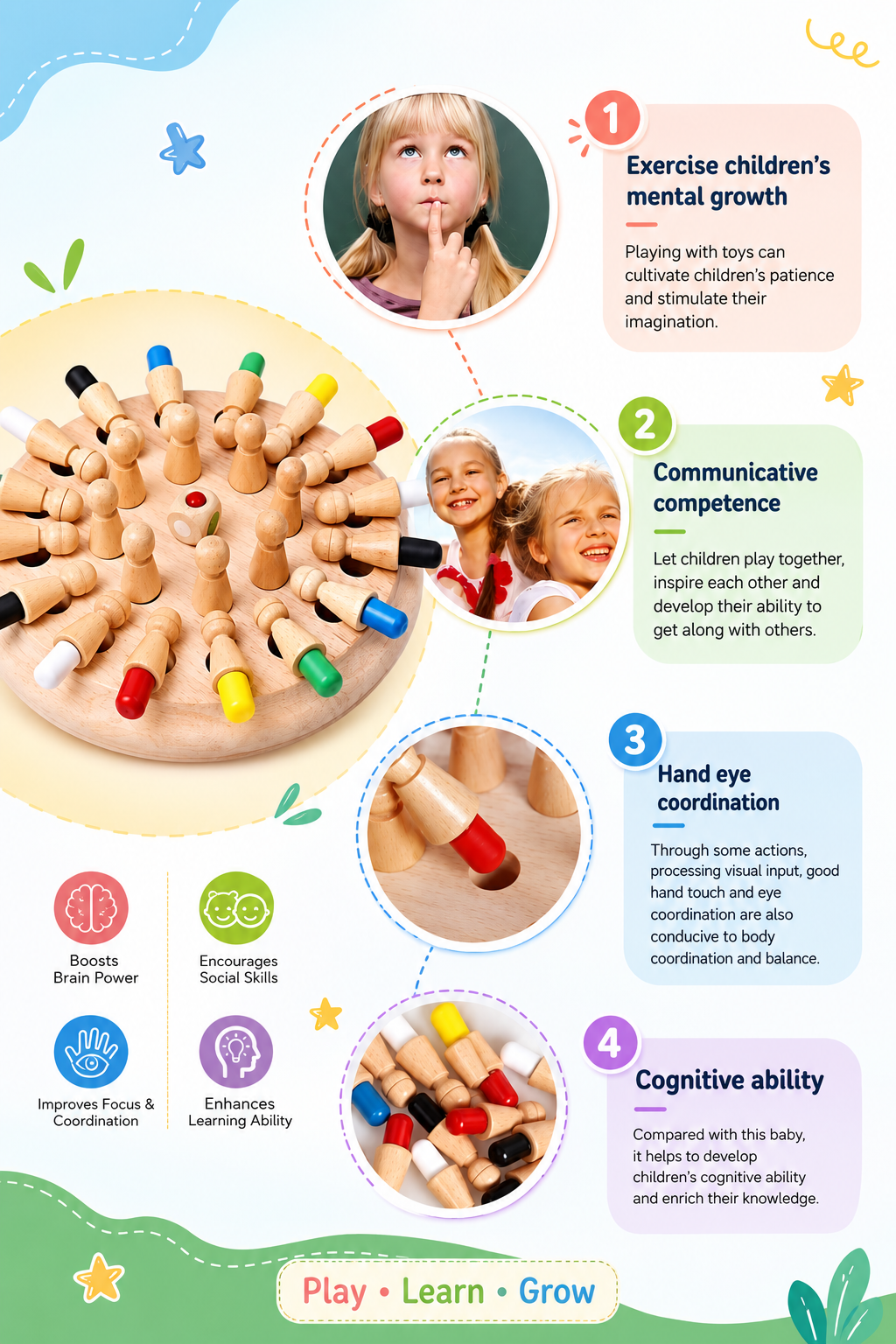 Wooden Memory Match Stick Chess Game