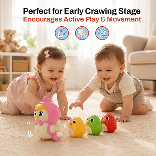 Chicken Toy for Kids, Magnetic Hen with Chick, Wind-up Crawling Duck, Cute Walking Chicken Toy, Toddler Spring, Baby Crawling for Boys and Girls, Animal Wind up Toy Set