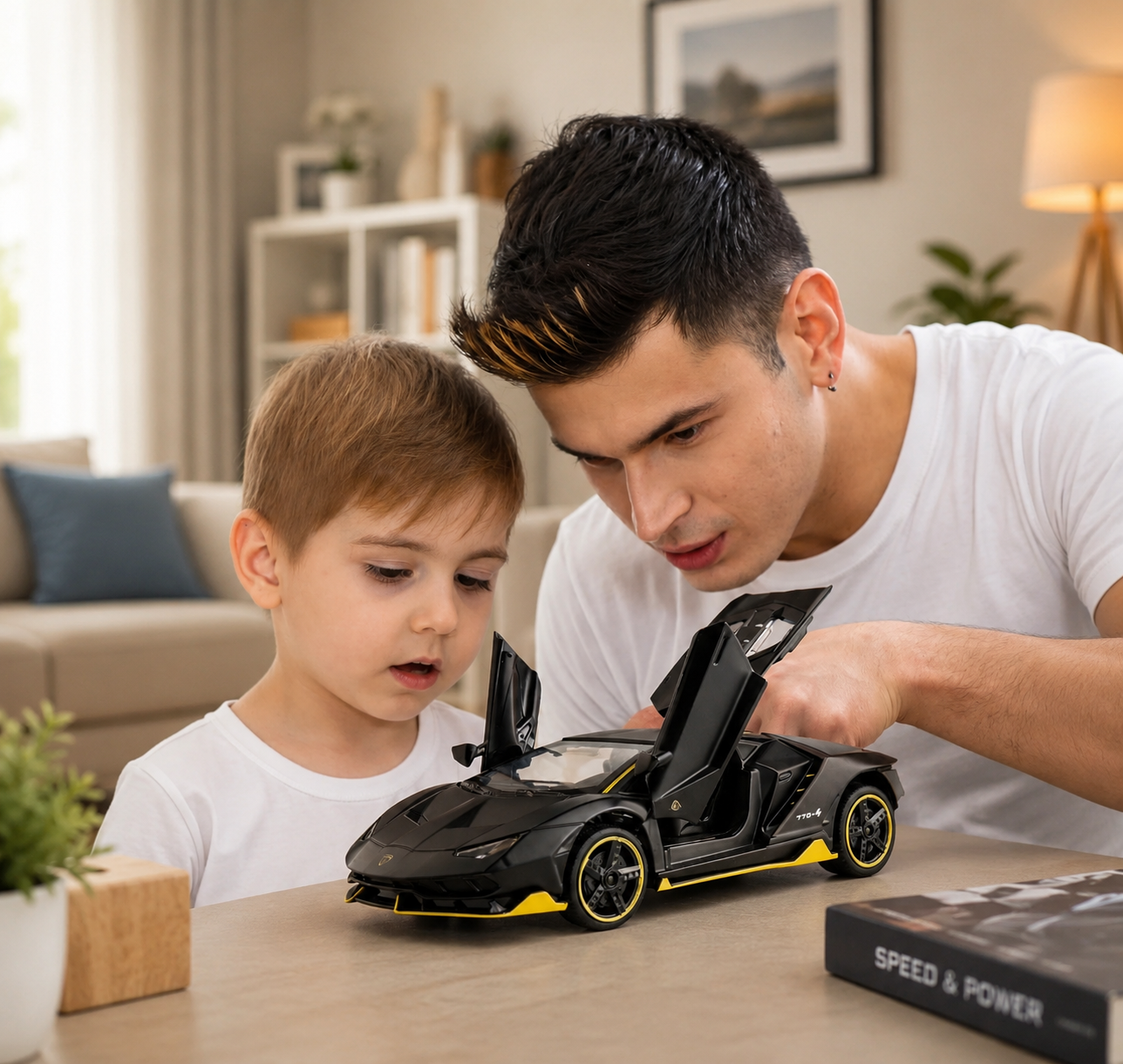 Car Toy Die-cast Metal Car Model Pull Back Super car with Openable Doors with Sound and Light for Birthdays Gift Party Decorations Great for Kids Boys Girls ‎1:32 Scale