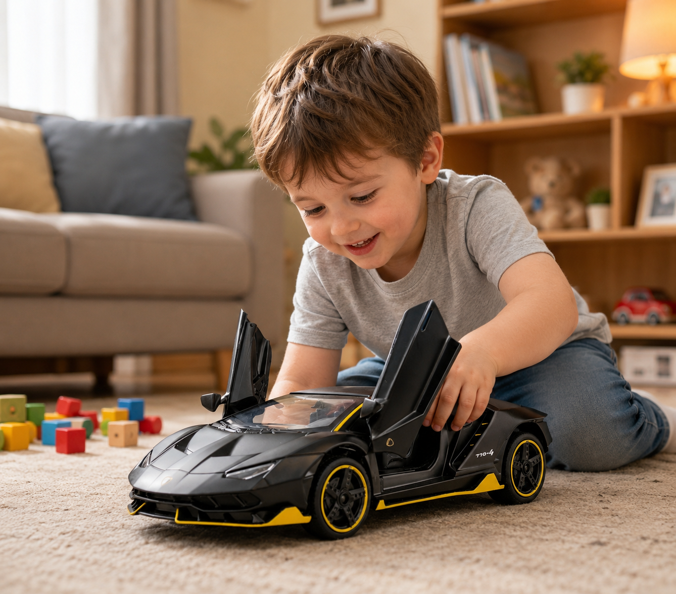 Car Toy Die-cast Metal Car Model Pull Back Super car with Openable Doors with Sound and Light for Birthdays Gift Party Decorations Great for Kids Boys Girls ‎1:32 Scale