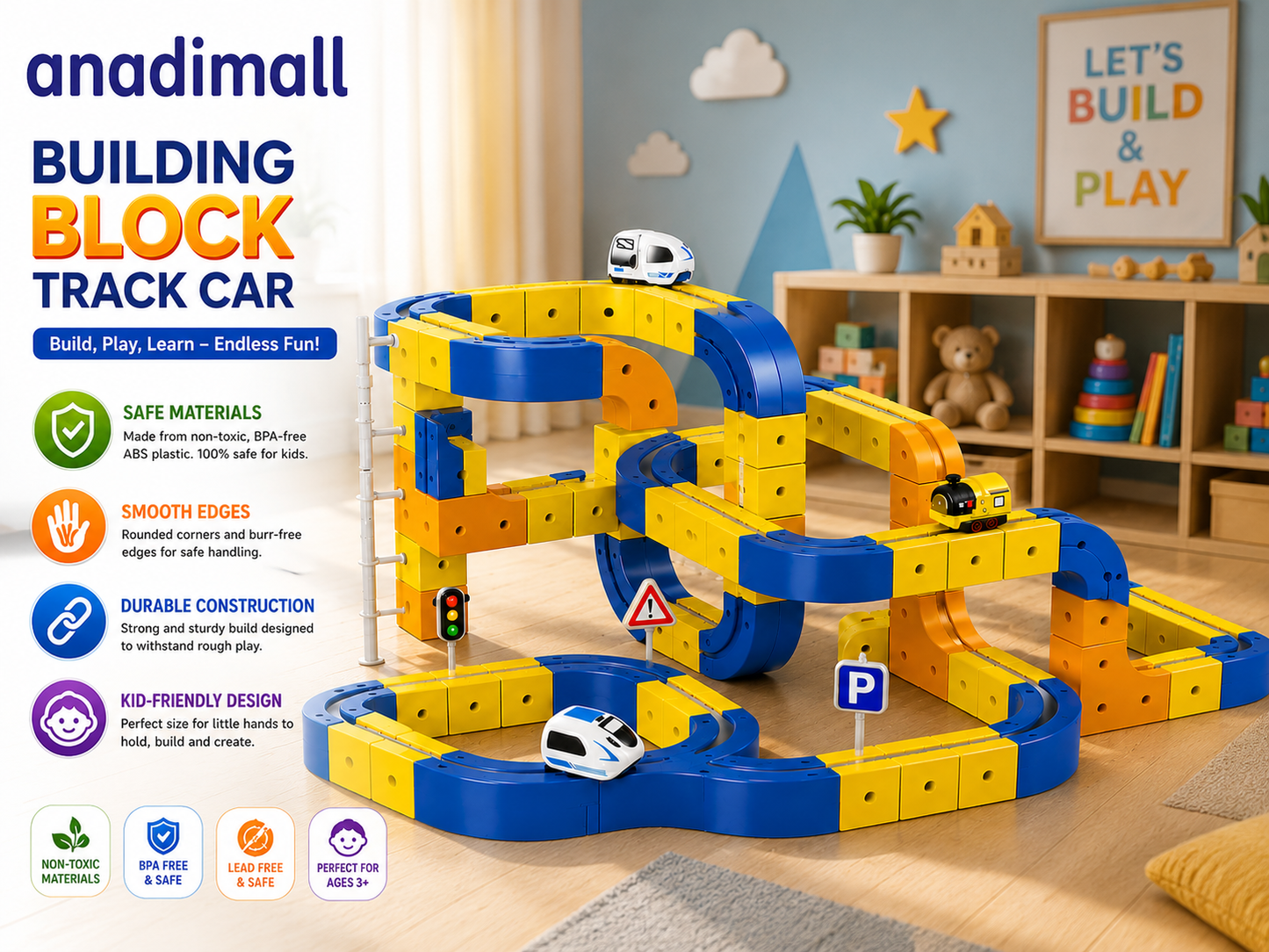 150 PCS Magnetic Building Block Track Car Set for Kids