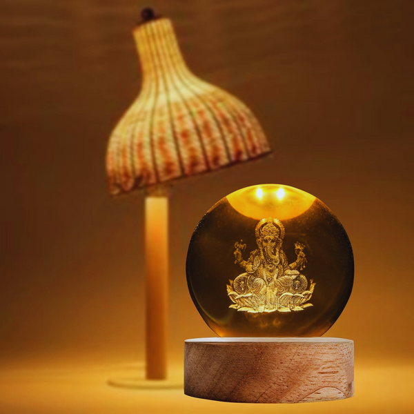 ✨DivineGlow Ganesha Crystal Ball Lamp – Illuminate with Blessings 🙏